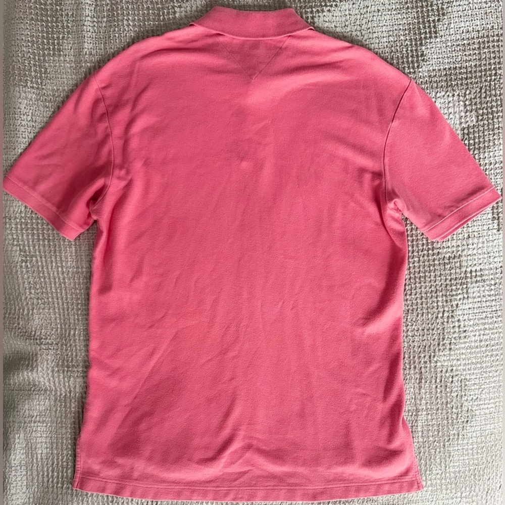 Tommy Hilfiger Men's L Pink Polo Shirt 100% Cotton Flag Logo Preppy - Picture 9 of 13